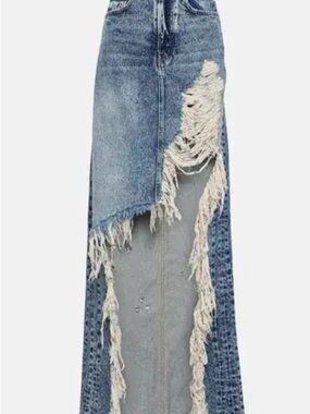 Vetements distressed draped denim skirt XS $2.450